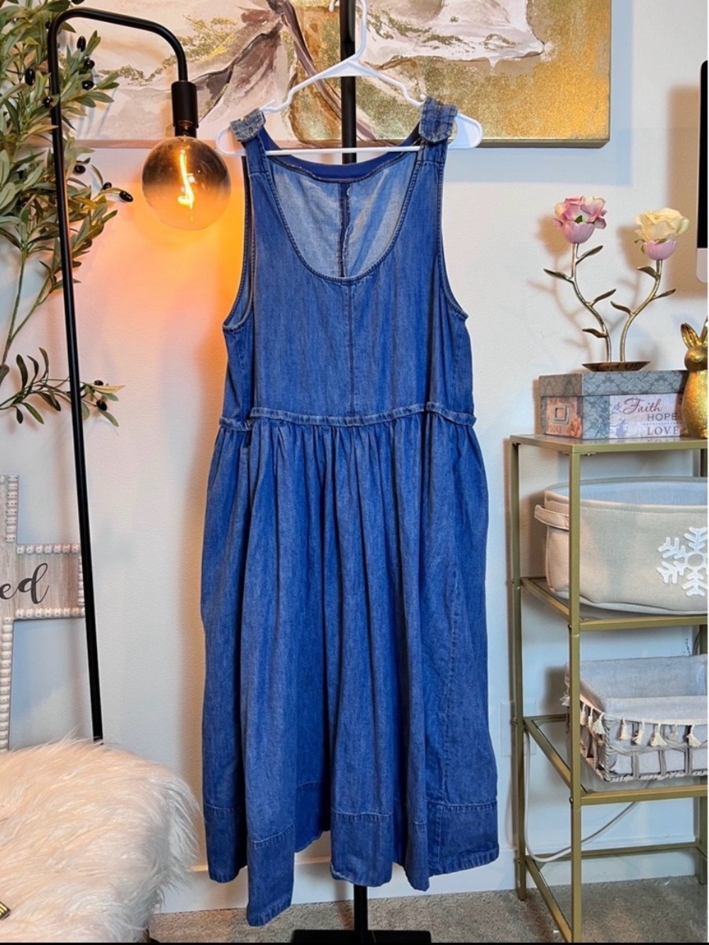 Free People Blue Denim Midi Dress
